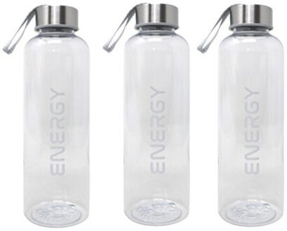 CONCORDE Drinkfles/waterfles/bidon - 3x - 570 ml - energy - wit - kunststof