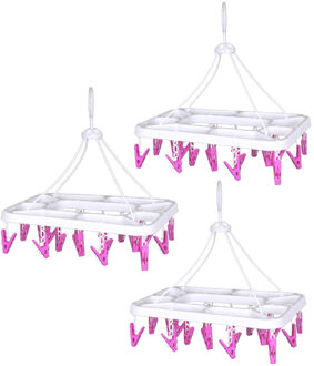 CONCORDE Droogcarrousel/droogmolen wit/roze met 20 knijpers 28 x 40 cm