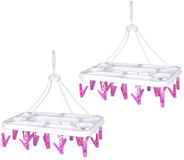 CONCORDE Droogcarrousel/droogmolen wit/roze met 20 knijpers 28 x 40 cm