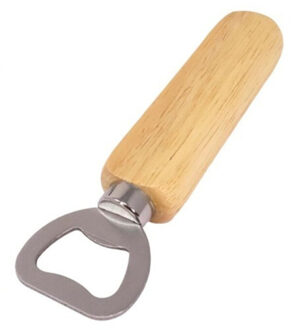 CONCORDE Flessenopener - RVS - eikenhout - 14 cm - bieropener Bruin