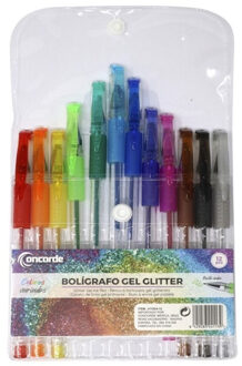 CONCORDE Glitterpennen voor kinderen - 12x stuks - neon en metallic gekleurde gelpennen