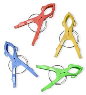 CONCORDE Handdoekklem - 4x - gekleurd - kunststof - 12 cm - handdoek knijper