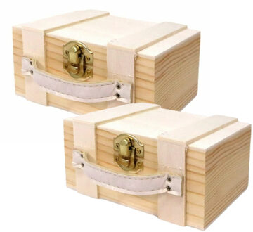 CONCORDE Houten opbergkistje met sluiting en hengsel - 2x - 13 x 9 x 6 cm - Sieraden