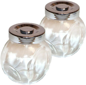 CONCORDE Kruidenpotjes 2 stuks van glas met deksel 150ml - 6 x 8 x 8 cm - Voorraadpot Transparant