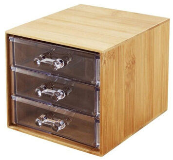 CONCORDE Ladekastje bureau organizer Bamboo - 3 lades - bamboe hout - L12 x B14 x H11 cm