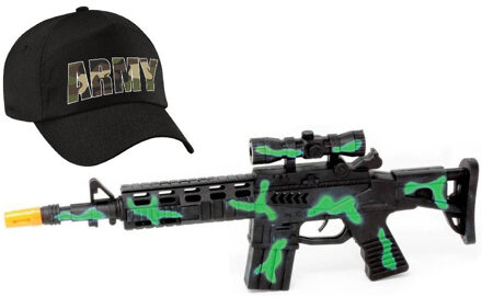 CONCORDE Leger/soldaten set voor kinderen - 2-Delig speelgoed verkleedaccessoires - Machinegeweer en army pet