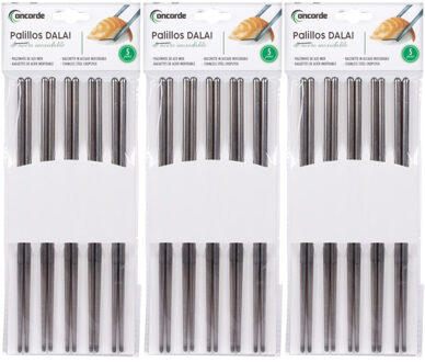 CONCORDE Luxe zilveren RVS eetstokjes - 30x stuks - Sushi eetstokjes