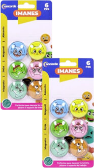 CONCORDE Magneten rond - katten/poezen design - multi kleuren - 12x stuks - D4 cm - hobby/koelkast magneetjes