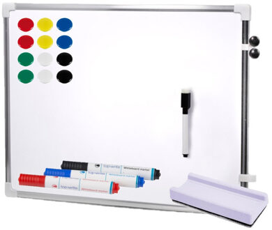 CONCORDE Magnetisch whiteboard/memobord - 50 x 70 cm - met gekleurde stiften - 15x magneten - en een wisser