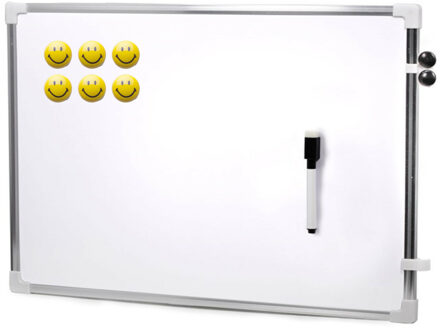 CONCORDE Magnetisch whiteboard/memobord met marker/smiley magneten - 60 x 40 cm
