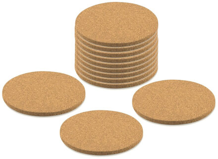 CONCORDE Onderzetters voor glazen - 12x - rond - kurk - 10 x 10 cm