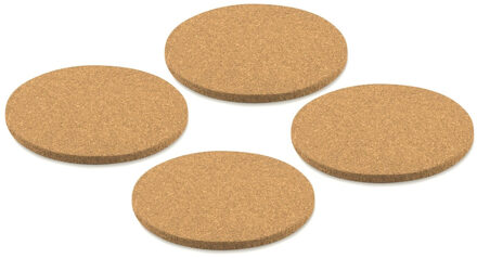 CONCORDE Onderzetters voor glazen - 4x - rond - kurk - 10 x 10 cm Bruin