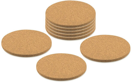 CONCORDE Onderzetters voor glazen - 8x - rond - kurk - 10 x 10 cm