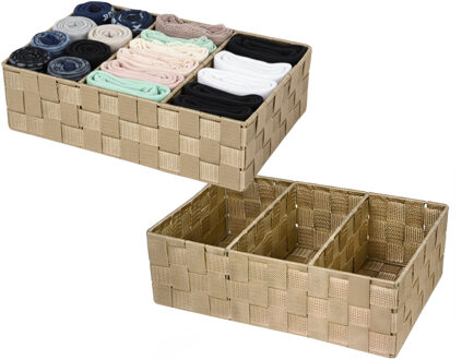 CONCORDE Opbergmanden - 2x - 3 vaks - bruin - ladekast organizer - ondermode
