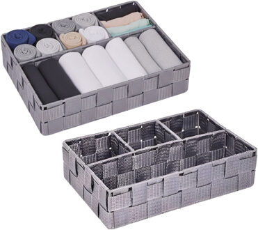 CONCORDE Opbergmanden - 2x - 4 vaks - grijs - ladekast organizer - ondermode
