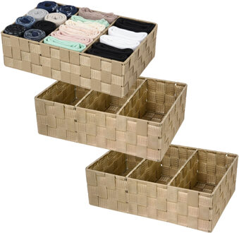 CONCORDE Opbergmanden - 3x - 3 vaks - bruin - ladekast organizer - ondermode