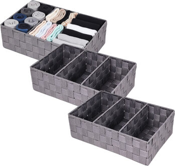 CONCORDE Opbergmanden - 3x - 3 vaks - grijs - ladekast organizer - ondermode