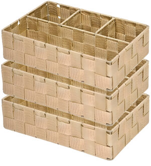 CONCORDE Opbergmanden - 3x - 4 vaks - bruin - ladekast organizer - ondermode