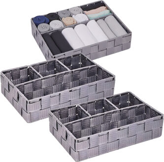 CONCORDE Opbergmanden - 3x - 4 vaks - grijs - ladekast organizer - ondermode