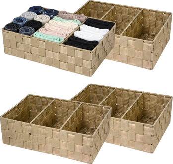 CONCORDE Opbergmanden - 4x - 3 vaks - bruin - ladekast organizer - ondermode