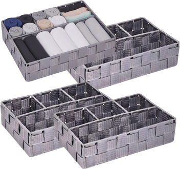 CONCORDE Opbergmanden - 4x - 4 vaks - grijs - ladekast organizer - ondermode