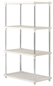 CONCORDE opbergrek schuur/zolder - kunststof - wit - 80 x 40 x 20 cm - met 4 planken