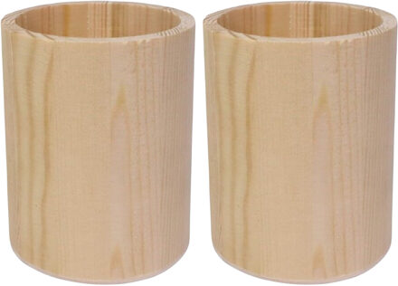 CONCORDE Pennenbakje - 2x - hout - 8 x 10 cm - rond - bureau organizer