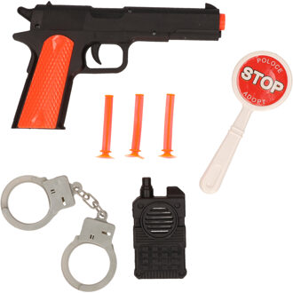 CONCORDE Politie speelgoed set - pistool met zuignap pijltjes - voor kinderen - plastic - met accessoires Multi