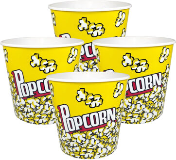 CONCORDE Popcorn bak - 10x - geel/wit - kunststof - D21 cm - 4.7 liter - herbruikbaar