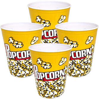 CONCORDE Popcorn bak - 10x - geel/wit - kunststof - D24 cm - 6 liter - herbruikbaar