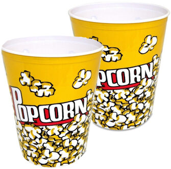 CONCORDE Popcorn bak - 2x - geel/wit - kunststof - D24 cm - 6 liter - herbruikbaar