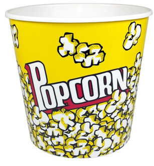 CONCORDE Popcorn bak - geel/wit - kunststof - D21 cm - 4.7 liter - herbruikbaar