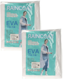 CONCORDE Regenjas poncho - 2x - met capuchon en drukknoopsluiting - transparant - PVC - one size