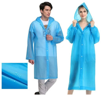 CONCORDE Regenjas poncho met capuchon en drukknoopsluiting - blauw - PVC - one size