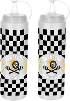 CONCORDE Saus doseerfles/knijpfles Barbecue - 2x - American Diner - 700 ml/70 cl/0,7 liter - kunststof