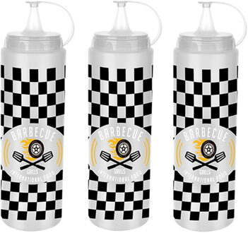 CONCORDE Saus doseerfles/knijpfles Barbecue - 3x - American Diner - 400 ml/40 cl/0,4 liter - kunststof