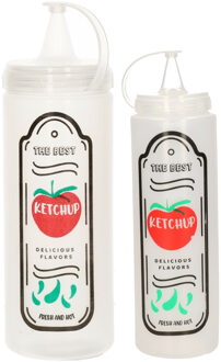 CONCORDE Saus doseerfles/knijpfles Barbecue - set van 2 - American Diner - 400 ml/700ml - kunststof