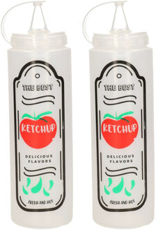 CONCORDE Saus doseerfles/knijpfles Ketchup - 2x - American Diner - 400 ml/40 cl/0,4 liter - kunststof