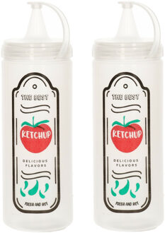 CONCORDE Saus doseerfles/knijpfles Ketchup - 2x - American Diner - 700 ml/70 cl/0,7 liter - kunststof