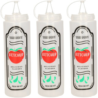CONCORDE Saus doseerfles/knijpfles Ketchup - 3x - American Diner - 400 ml/40 cl/0,4 liter - kunststof