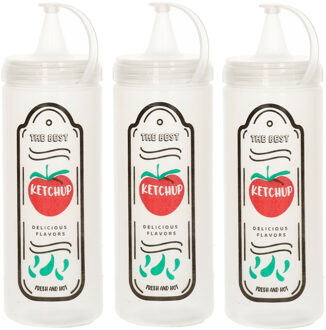 CONCORDE Saus doseerfles/knijpfles Ketchup - 3x - American Diner - 700 ml/70 cl/0,7 liter - kunststof