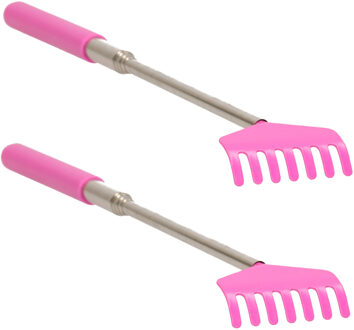 CONCORDE Set van 2x stuks roze uitschuifbare ruggenkrabber tot 67 cm uitgeklapt