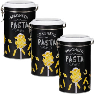 CONCORDE Set van 3x stuks pasta voorraadbussen/bewaarblikken metaal 11 x 19 cm - Voorraadblikken Multikleur