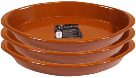 CONCORDE Set van 3x stuks tapas ovenschalen/serveerschalen ovaal terracotta Fontein 2.8 liter