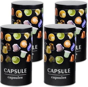 CONCORDE Set van 4x stuks koffie voorraadbussen/bewaarblikken metaal 11 x 19 cm