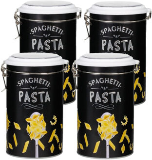 CONCORDE Set van 4x stuks pasta voorraadbussen/bewaarblikken metaal 11 x 19 cm