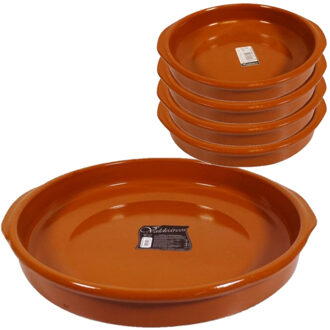 CONCORDE Set van 5x stuks tapas borden/ovenschalen Alicante met handvatten 42 en 20 cm - Snack en tapasschalen Bruin