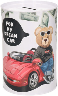 CONCORDE spaarpot blik dream car - beertje - 10 x 15 cm - Spaarpotten Wit