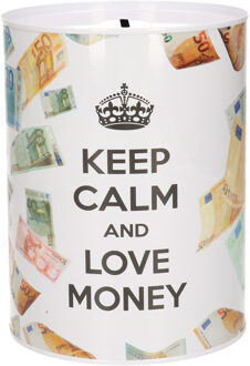 CONCORDE spaarpot blik euro biljetten - keep calm - 12 x 16 cm - Spaarpotten Wit