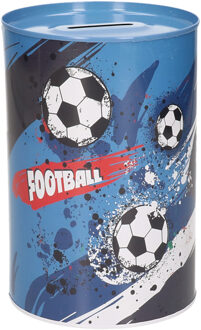 CONCORDE Spaarpot blik voetbal - blauw - 10 x 15 cm